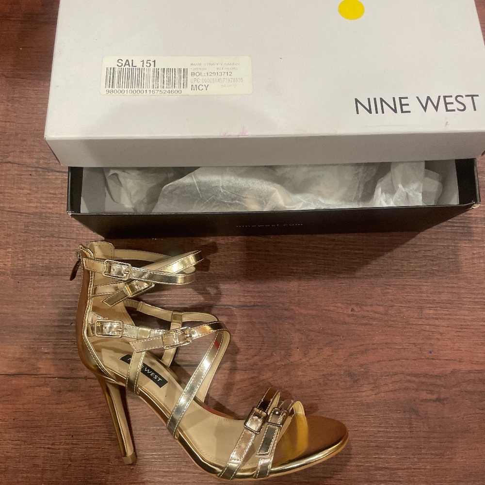 1 WEEK FINAL NEW LAST CHANCE NINE WEST Gold High Heel Sandals